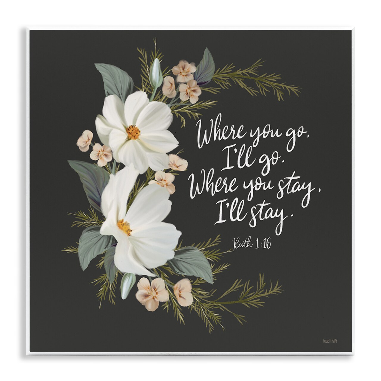 Stupell Industries Spiritual Scripture with Florals Wall Plaque Art Design by House Fenway